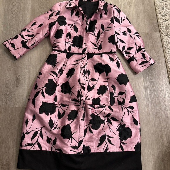 Carolina Herrera Pink And Black Polyester Dress/Coat Size 10 - Picture 1 of 11